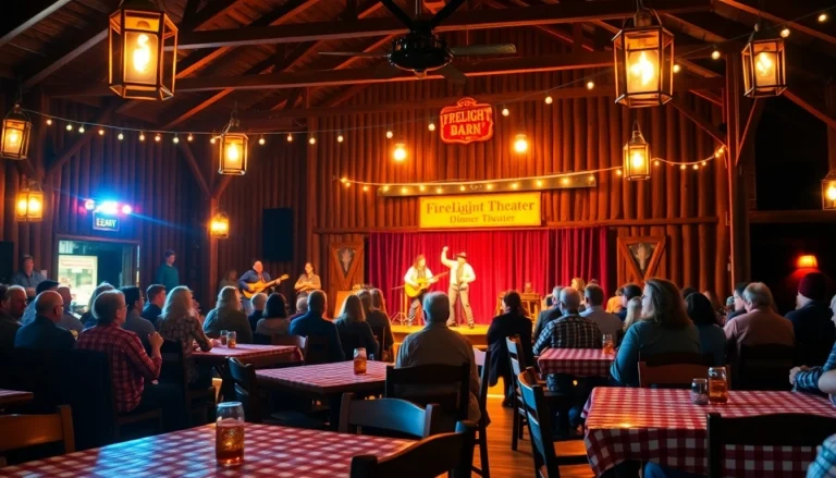 Enjoy the vibrant atmosphere at firelight barn dinner theater featuring a live western show.
