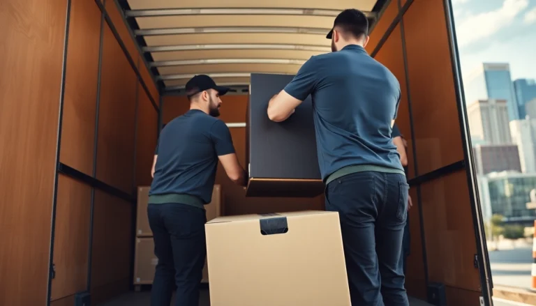 Movers Calgary efficiently loading items into a truck, reflecting teamwork and professionalism.
