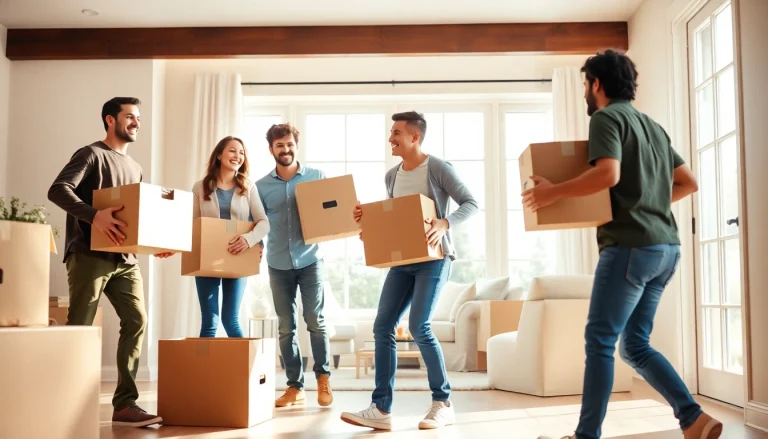 Team of Cheap movers efficiently relocating boxes into a new home, showcasing professionalism and care.