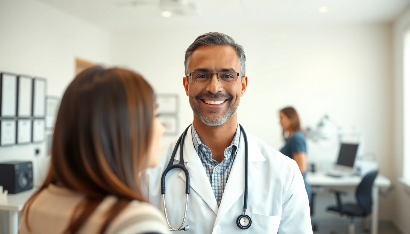 Dr. Ryon Parker MD consulting with a patient in a modern medical office setting.