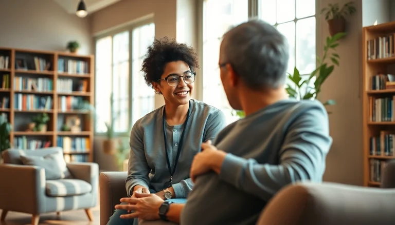 Experience psychotherapy dubai in a calming office setting with a professional therapist and client interaction.