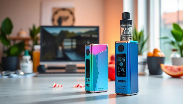 Showcasing the Foger Switch Pro Kit in a modern vaping setup with customizable features.