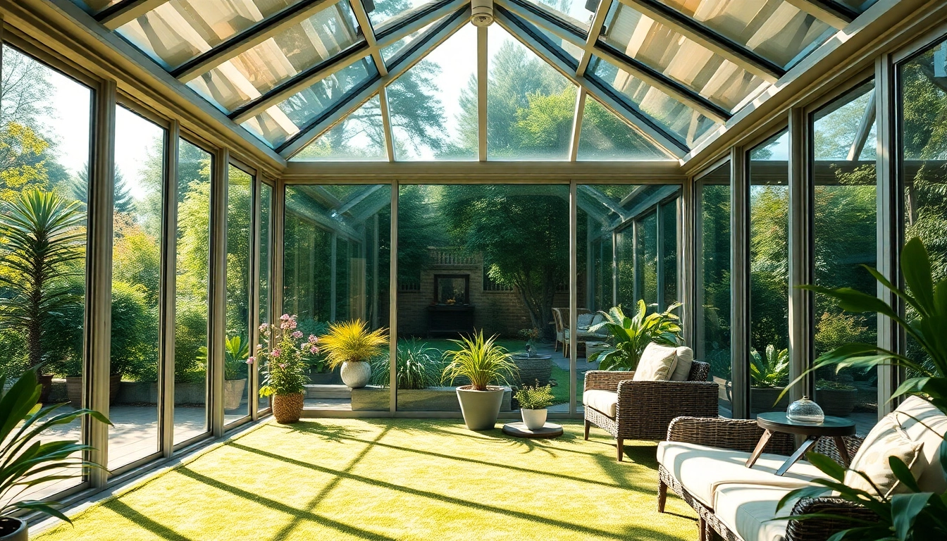 Showcase a four season sunroom integrated beautifully into a lush garden.