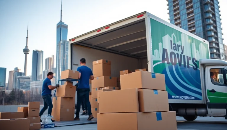 Best moving company Toronto team efficiently packing boxes for relocation in an urban setting