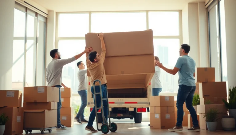 Efficient Cheap movers nyc assisting with a move in a bright urban apartment.